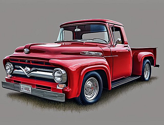 intricate embroidery pickup truck