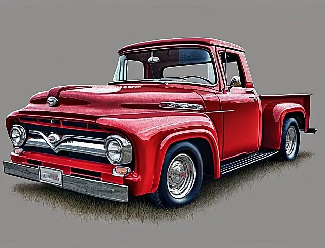 intricate embroidery pickup truck