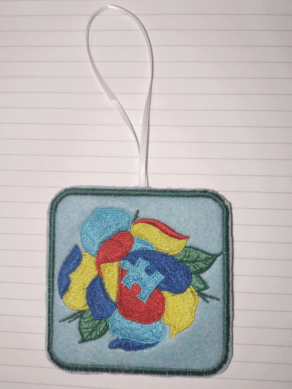 Autism Awareness Rose Christmas Ornament