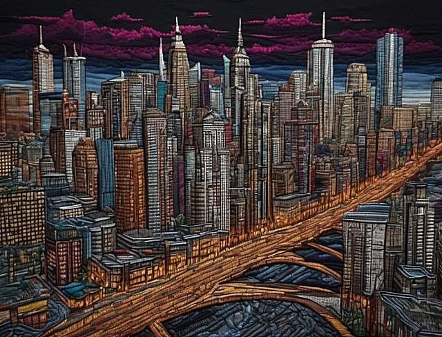 cityscape embroidery