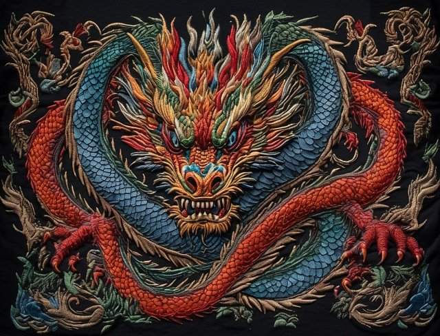 dragon animal embroidery