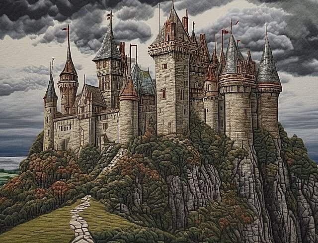 medieval castle embroidery