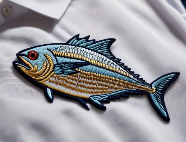 3d embroidery tuna fish