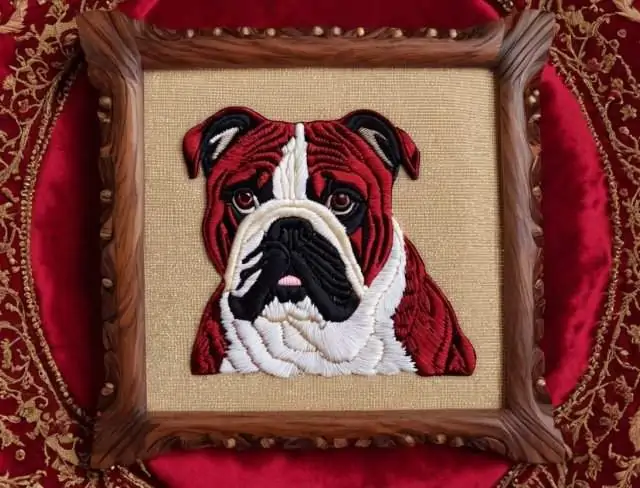 embroidered pet portraits bulldog