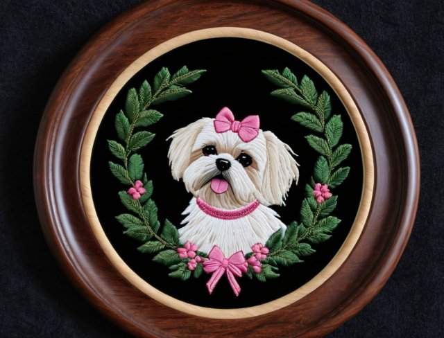 embroidered pet portraits maltese