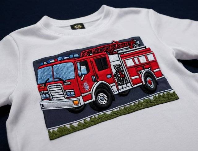 embroidered wonders fire truck