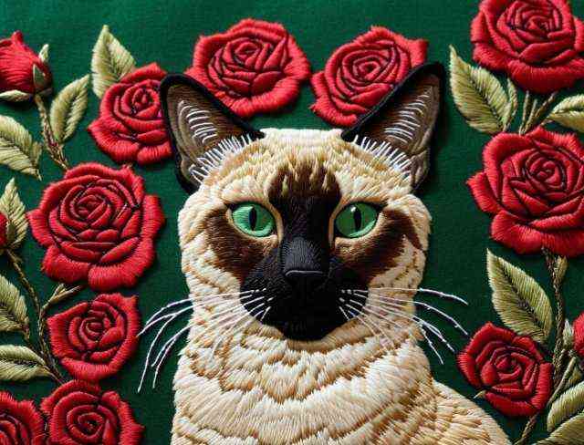 opulent needlework cat