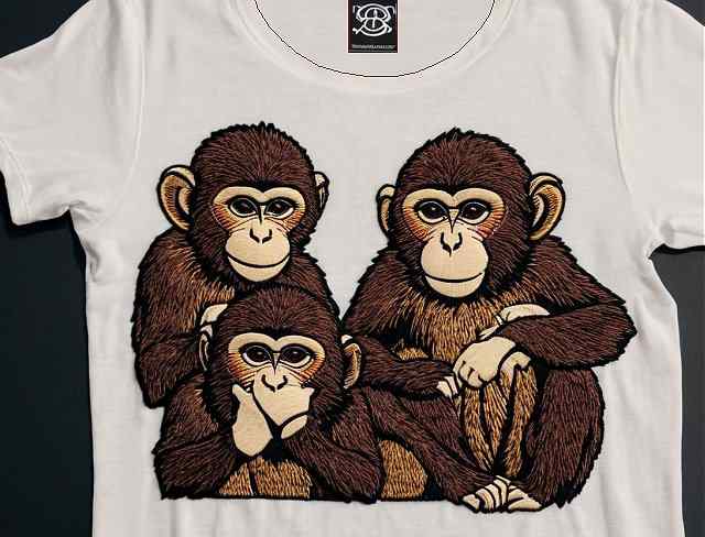 wildlife embroidery monkeys