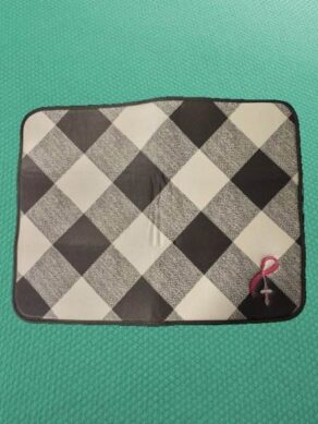 Breast Cancer Ribbon with Christian Cross Dish Drying Mat