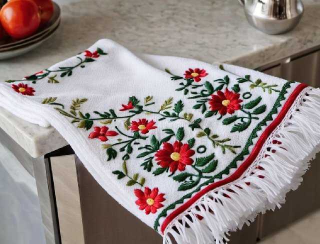 culinary embroidery kitchen hand towel