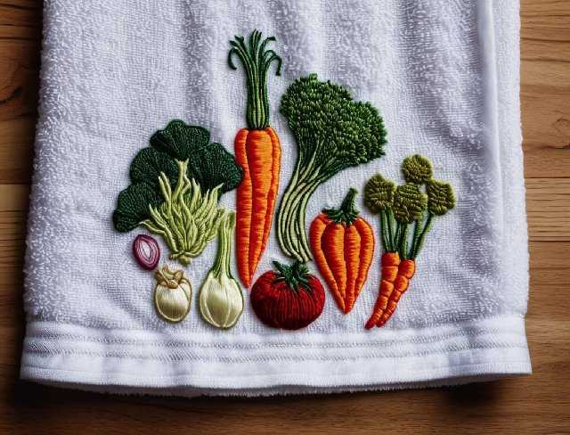 culinary embroidery vegetable towel