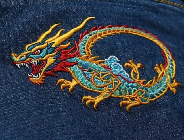 denim fabric dragon