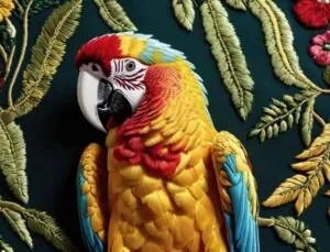 embroidered animal macaw