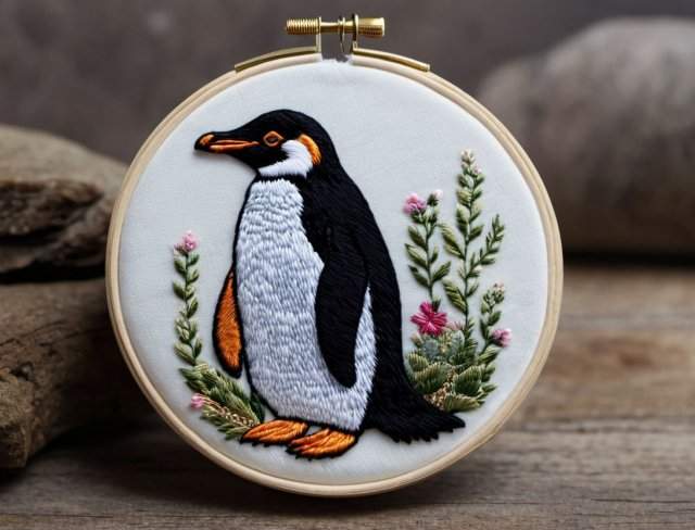 embroidered animal penguin