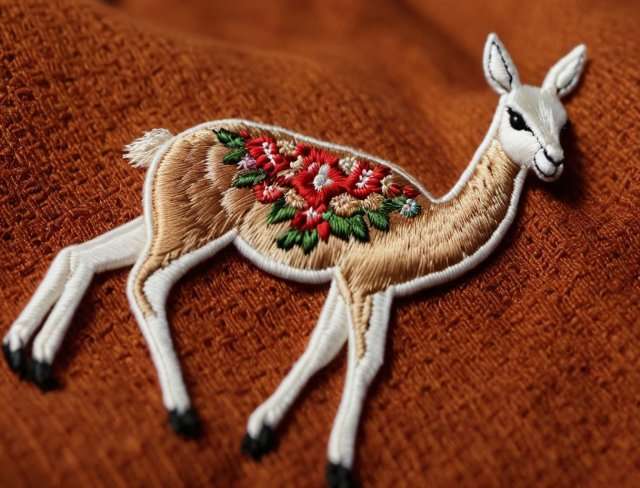 embroidered animal vicuna