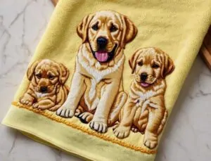 embroidered dog.yellow lab