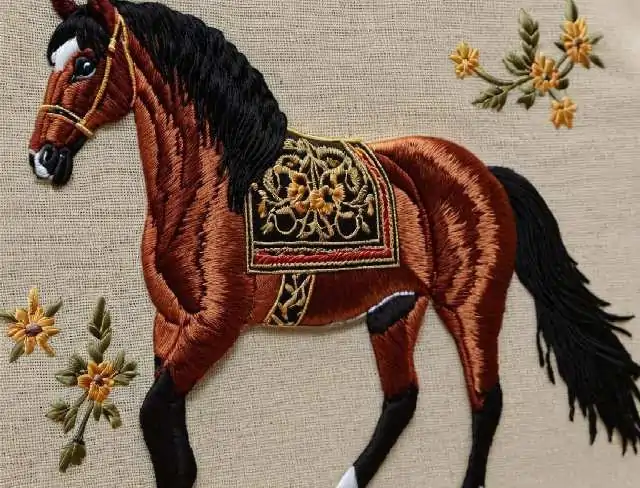 embroidered horse on fabric