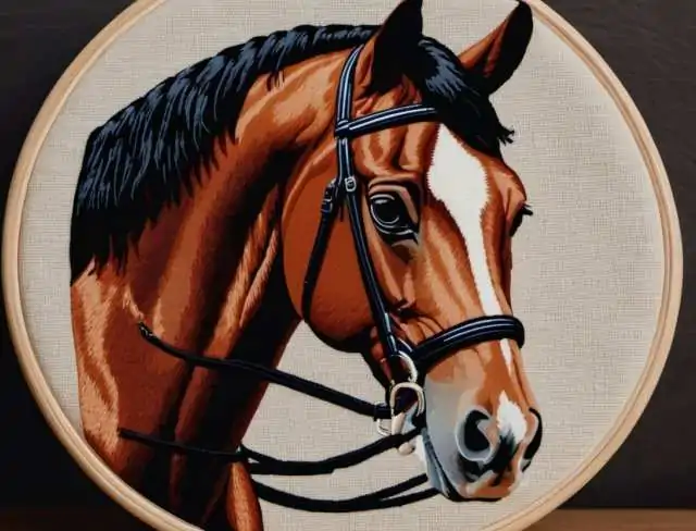embroidered horse with bridal