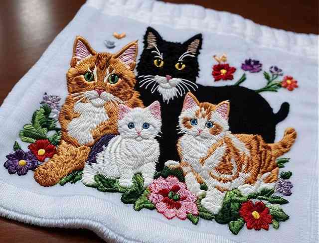 embroidery intricacies kittens