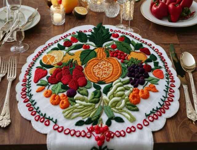 gastronomy embroidery placemat