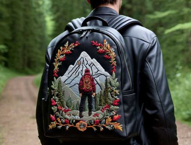 leather fabric backpack