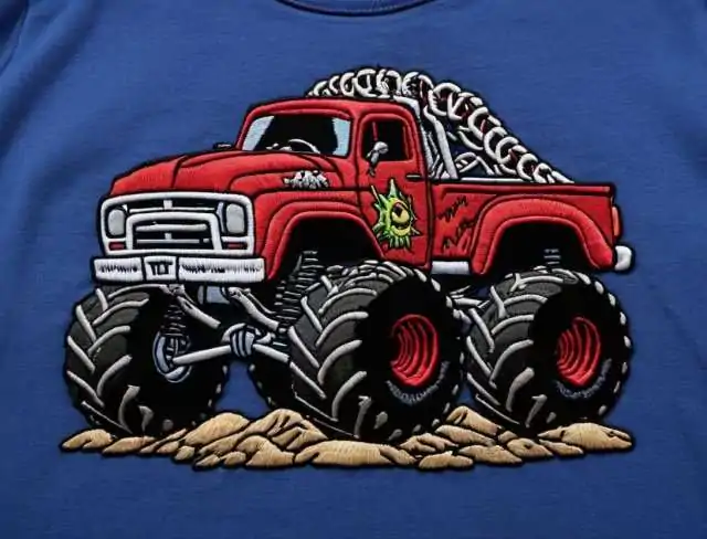 playful embroidery truck design