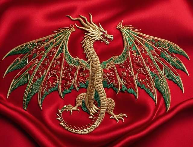 satin fabric dragon