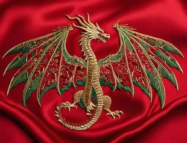 satin fabric dragon