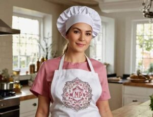 embroidered apron baker