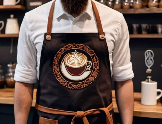 embroidered apron barista