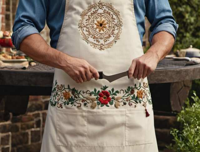 embroidered apron flowers