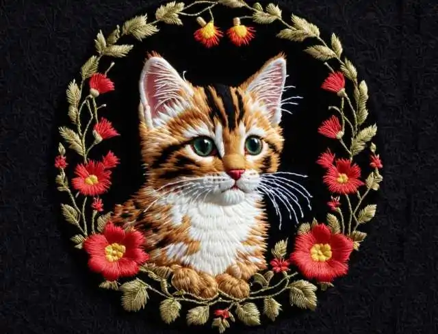 ethereal embroidery cat