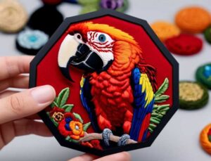 magnet embroidery scarlet macaw