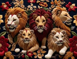 patchwork embroidery lion