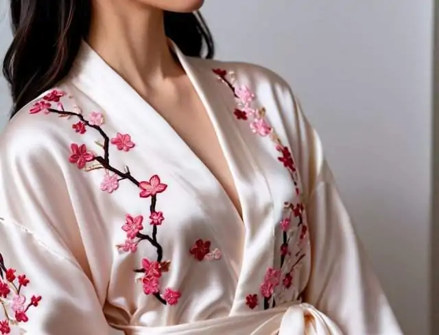robe embroidery cherry blossoms