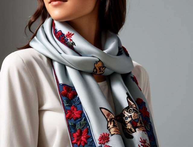 scarf embroidery casual female