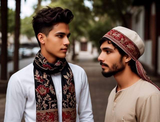 scarf embroidery casual male