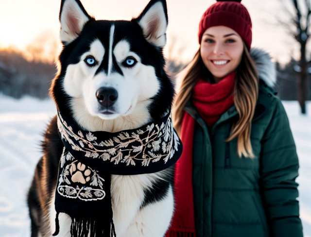 scarf embroidery pets