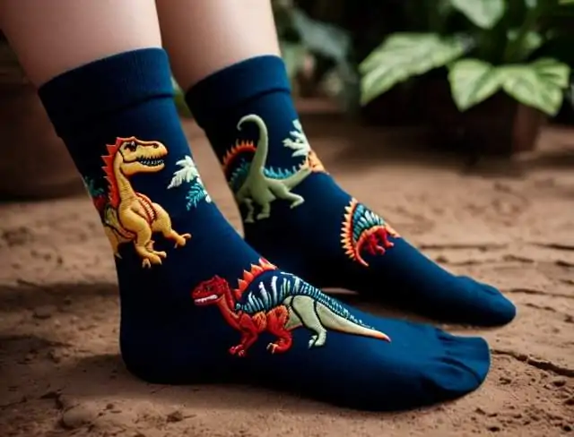 sock embroidery dinosaur