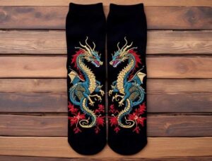 sock embroidery dragon