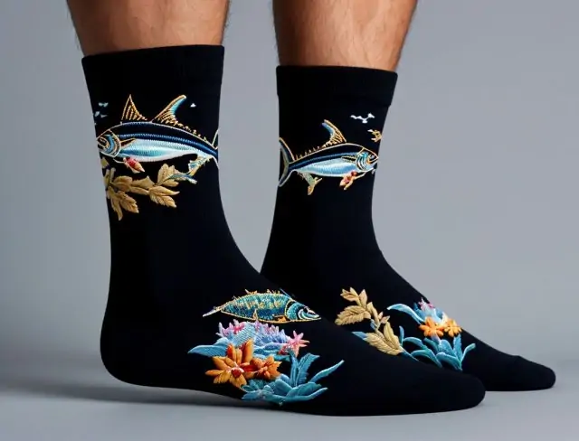 sock embroidery fish