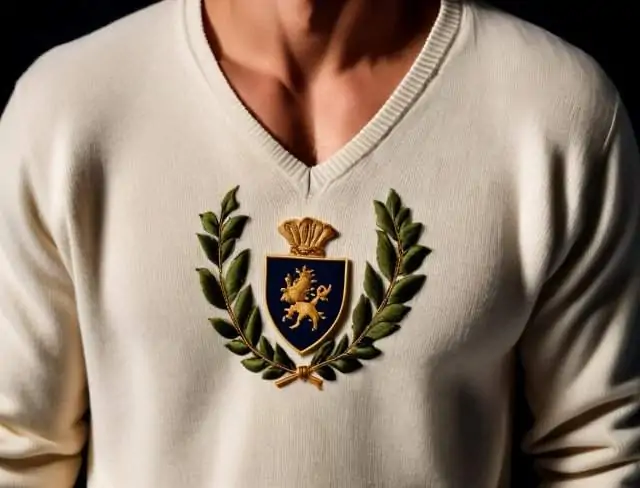 sweater embroidery v-neck
