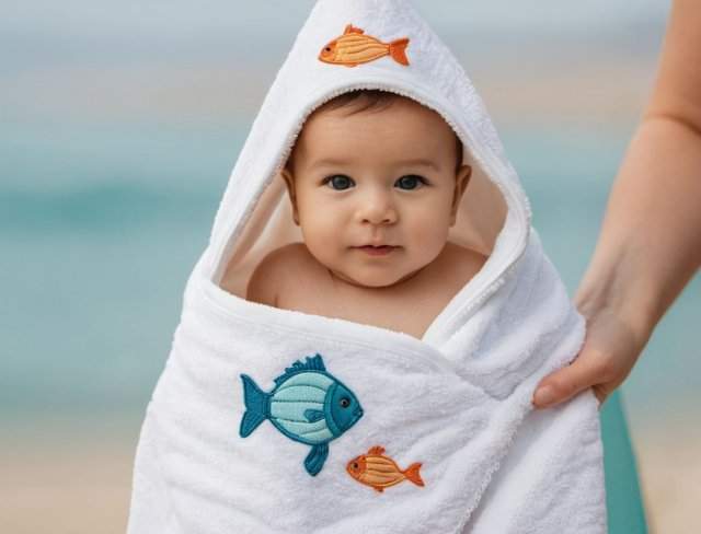 embroidered baby items hooded towel