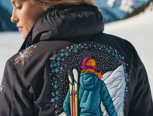 embroidered jacket snow