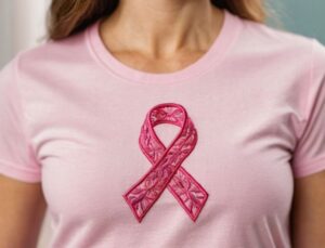 embroidered shirt breast cancer ribbon