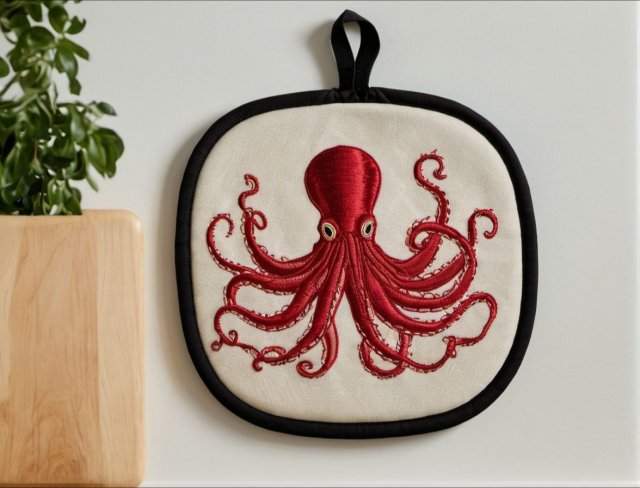 embroidered fantasy kraken