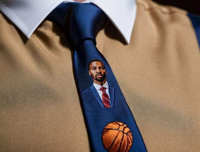 embroidered necktie basketball