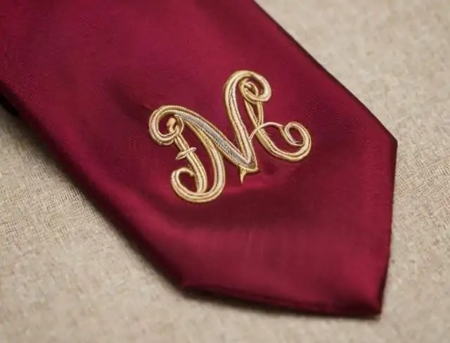 embroidered necktie monogram