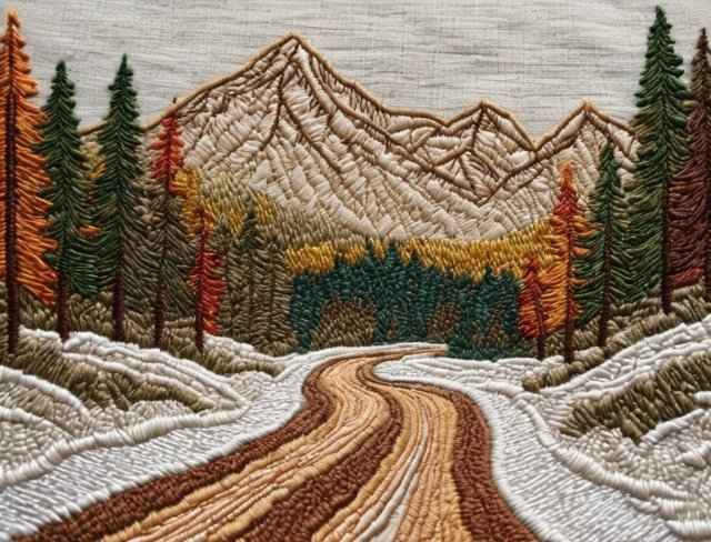 embroidered scenery forest