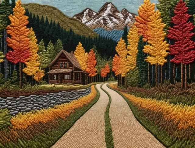 embroidered scenery lodge